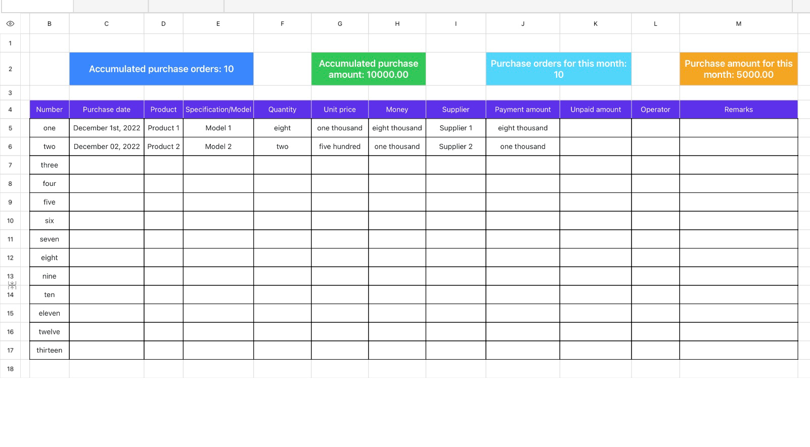 Purchase list 3 1